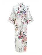 KIMU® Kimono Wit Maxi M-L Yukata Satijn Lang Lange Witte Och, Ophalen of Verzenden, Nieuw