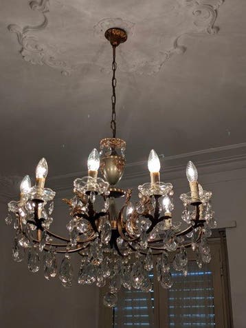 Lampe à suspendre - Cristal - 10 points lumineux, Antiquités & Art
