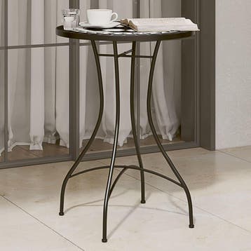 vidaXL Bistrotafel mozaïek Ø50x70 cm keramiek zwart en wit, Verzenden