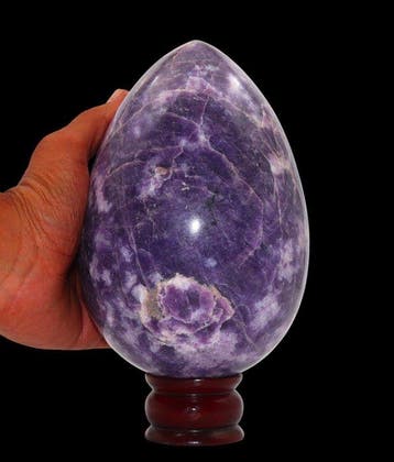 Grote 3,9 kg lavendel-lepidoliet kristal ei - 18,5 cm -