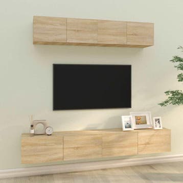 vidaXL 4-delige Tv-meubelset bewerkt hout sonoma, Verzenden, Nieuw