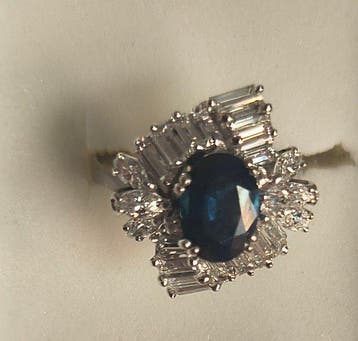 Ring - 18 karaat Witgoud Saffier - Diamant