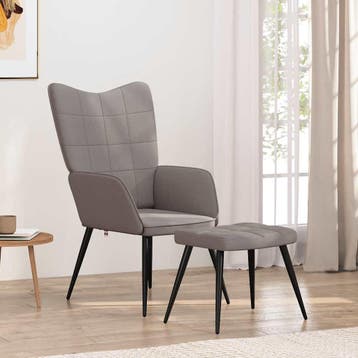 vidaXL Relaxstoel met voetenbank stof taupe, Verzenden