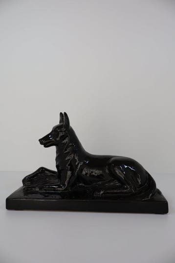 Beeld, Liggende herdershond - 25 cm - Aardewerk, Antiek en Kunst