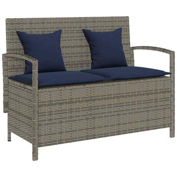 vidaXL Tuinbank met kussen poly rattan grijs, Verzenden, Nieuw
