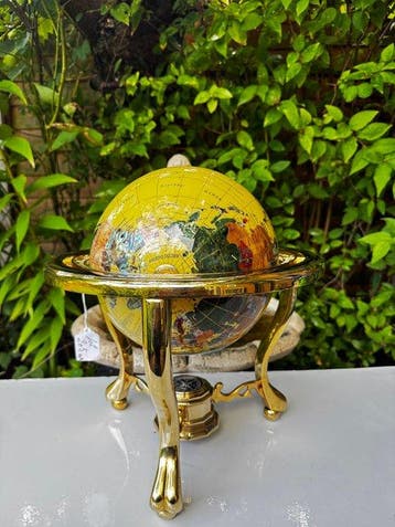 Globe - Vintage Handcrafted Gemstone & Mother of Pearl Globe