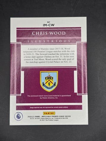 2020/21 Panini Impeccable League Soccer Chris Wood 74/99 #