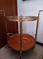 Chariot de service - Laiton doré, Bois, Verre - Chariot de