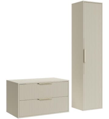 Wastafelkast Rimini 80 cm - Beige -  Badmeubel met Kolomkast, Verzenden, Nieuw