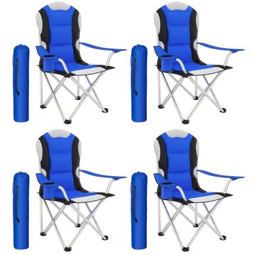tectake Kampeerstoel bekleed - blauw, Set van 4, Caravans en Kamperen, Verzenden, Nieuw
