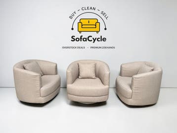 Fauteuil beige in stof met draaifunctie – overstock, Verzenden, Nieuw