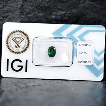 1 pcs Vert Tsavorite - 1.53 ct - International Gemological