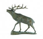 sculptuur, Large Deer on a Rock - 18 kg - 75 cm - Brons, Antiek en Kunst
