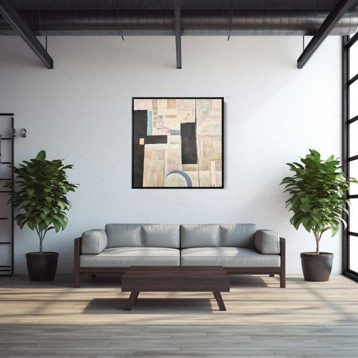 Bleu Moisette - Courbe, chaos partiel (100% fait main - Sans, Antiquités & Art, Art | Peinture | Moderne