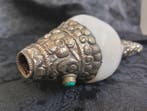 Tibetaanse rituele schelp (Shanka) - metaalgegraveerd -
