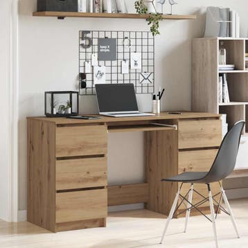 vidaXL Bureau 140x50x77 cm bewerkt hout artisanaal, Huis en Inrichting, Verzenden, Nieuw
