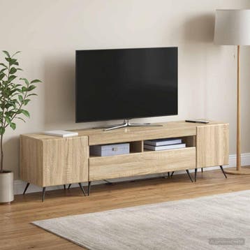 vidaXL LED tv-meubel BREDA 3 st Sonoma Eiken Bewerkt hout, Verzenden, Nieuw