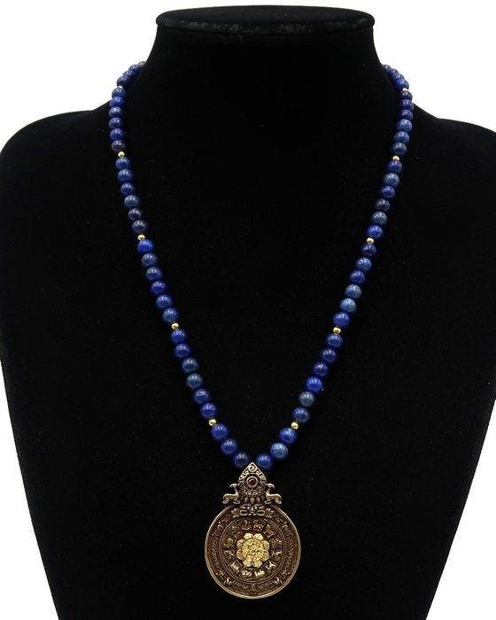 Lapis lazuli - Tibetaanse Rituele Spiegel Melong: Schild, Antiquités & Art, Antiquités | Livres & Manuscrits