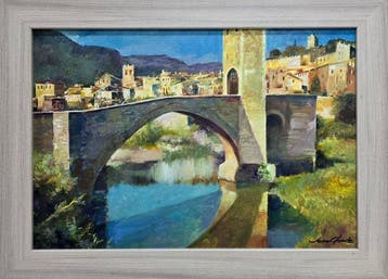 Jean Claude (XX) - La tour de la rivière, Antiquités & Art, Art | Peinture | Classique