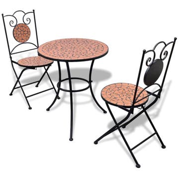 vidaXL 3-delige Bistroset keramische tegel terracotta, Verzenden, Nieuw