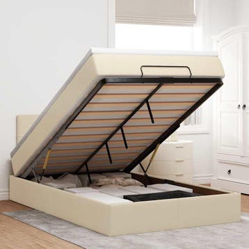 vidaXL Bed poef met matras en LEDs 120x190 cm stof, Verzenden