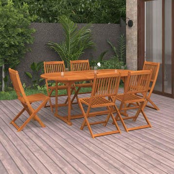 vidaXL 7-delige Tuinset 180x90x75 cm massief acaciahout, Verzenden, Nieuw, Tuinset