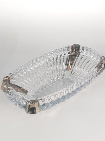 Tafelmiddenstuk - Praag - Kristal, platina - Ovaal, Antiek en Kunst, Antiek | Glaswerk en Kristal