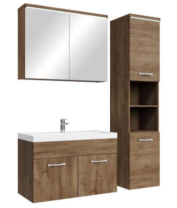 Badkamermeubel Set Paso 80 x 40 cm Bruin Eiken Badmeubel, Verzenden, Nieuw