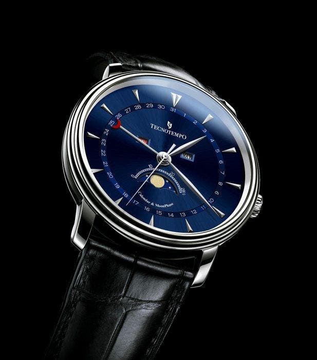Tecnotempo - Calendar & Moon Phase - 40mm - TT.CMP.BL - Sans, Handtassen en Accessoires, Horloges | Heren