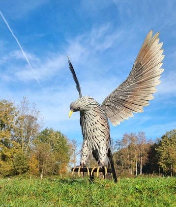 Figurine - Beeldje - Jagende roofvogel xl - metal - Fer,, Antiek en Kunst