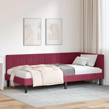 vidaXL Hoek Bed Frame met hoofdeinde Wijnrood 100 cm x 200, Verzenden