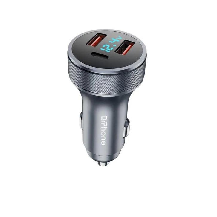 DrPhone 72W Autolader met LED Display – 3 Poorten (A 18W +A, Télécoms, Chargeurs de voiture, Envoi