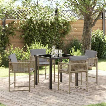 vidaXL Tuin Eettafel Set 5 pcs Beige poly rattan, Verzenden, Nieuw