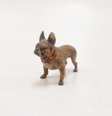 Geschützt - sculptuur, Figurine miniature chien bouledogue