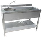 Rvs cheftafel met bodemschap 2000x700x900 mm (spoelbak links, Verzenden