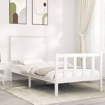 vidaXL Bedframe zonder matras massief grenenhout wit 140x200, Verzenden, Nieuw