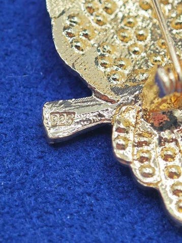 Zonder minimumprijs - Broche Zilver 925, verguld uil