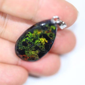 17,60 ct opaalhanger - Andamooka zwarte regenboogopaal, met, Verzamelen
