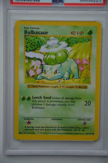 Pokémon - 1 Graded card - Bulbasaur 44 Shadowless - PSA 7 -, Hobby & Loisirs créatifs, Jeux de cartes à collectionner | Pokémon