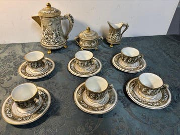 R. Capodimonte - Koffieservies voor 6 (15) - Chérubins et