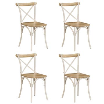 vidaXL Kruisstoelen 4 st massief mangohout wit, Verzenden, Nieuw