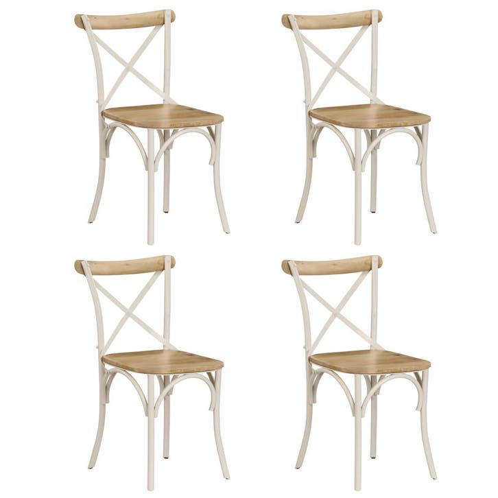 vidaXL Kruisstoelen 4 st massief mangohout wit, Huis en Inrichting, Stoelen, Nieuw, Verzenden