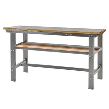 Werkbank grijs 200 cm met hardhouten blad, Doe-het-zelf en Bouw, Werkbanken, Ophalen of Verzenden, Nieuw