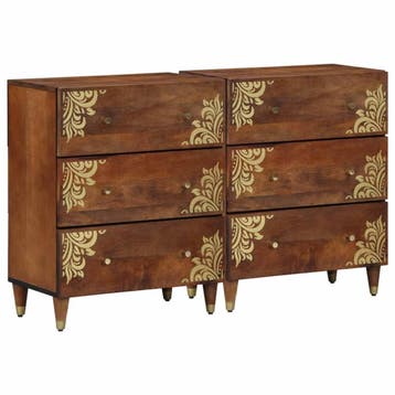vidaXL Dressoir 2 st 60 x 33 x 75 cm Massief Mango Hout, Verzenden, Nieuw