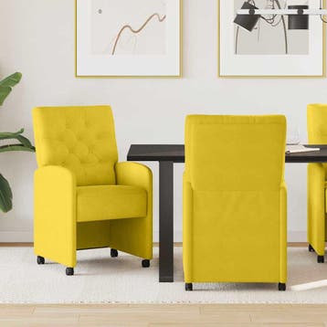 vidaXL Eetkamerstoelen met wielen 2 st Fluweel Geel 58 x 67, Verzenden