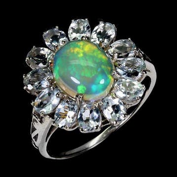 Sans prix de réserve - Bague Argent Opale - aigue-marine, Bijoux, Sacs & Beauté