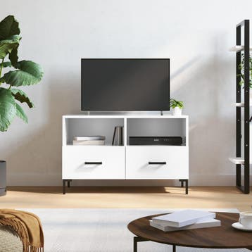 vidaXL Tv-meubel 80x36x50 cm bewerkt hout hoogglans wit, Verzenden, Nieuw