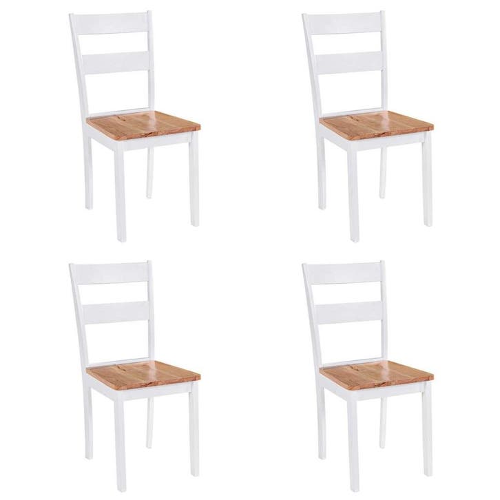 vidaXL Eetkamerstoelen 4 st massief rubberwood wit, Huis en Inrichting, Stoelen, Nieuw, Verzenden