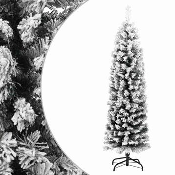 vidaXL Kunstkerstboom met sneeuw smal 150 cm PVC groen, Verzenden