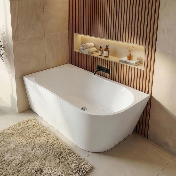 Ligbad Isia  170 x 78 x 60 cm Hoekbad wit rechts, Doe-het-zelf en Bouw, Sanitair, Nieuw, Verzenden